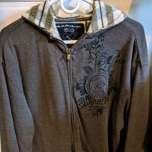 Quiksilver Mens Hoodie Zip Up Fleece Inside